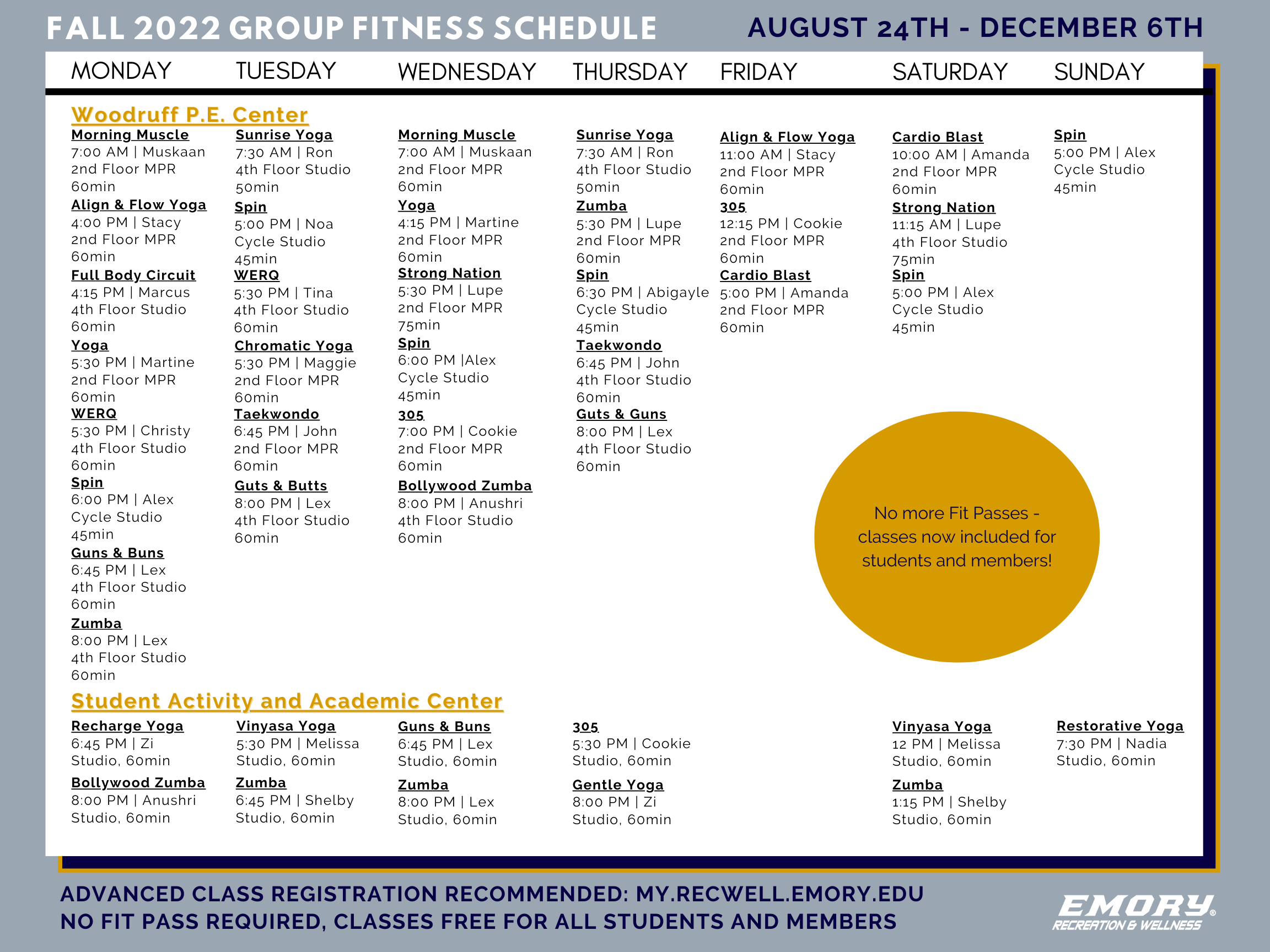 fall 2022 group fitness schedule